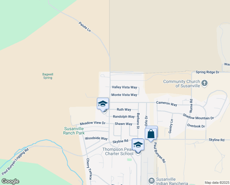 map of restaurants, bars, coffee shops, grocery stores, and more near 635 Cameron Way in Susanville