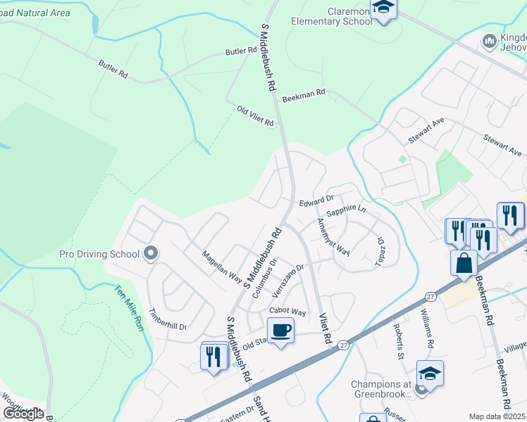 map of restaurants, bars, coffee shops, grocery stores, and more near 63 Balboa Lane in Franklin Township