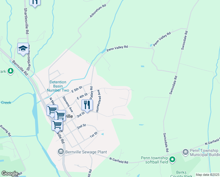 map of restaurants, bars, coffee shops, grocery stores, and more near 432 East 4th Street in Bernville