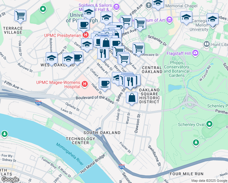 map of restaurants, bars, coffee shops, grocery stores, and more near 339 Coltart Avenue in Pittsburgh