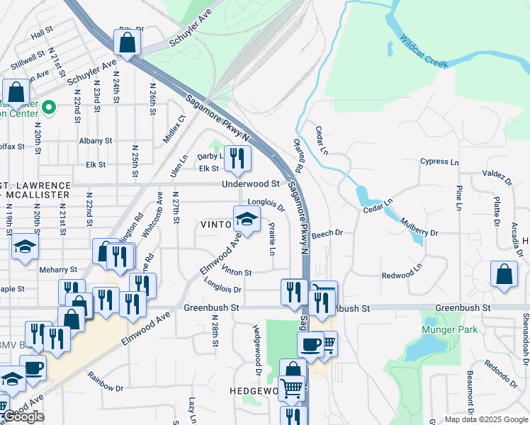 map of restaurants, bars, coffee shops, grocery stores, and more near 3114 Longlois Drive in Lafayette