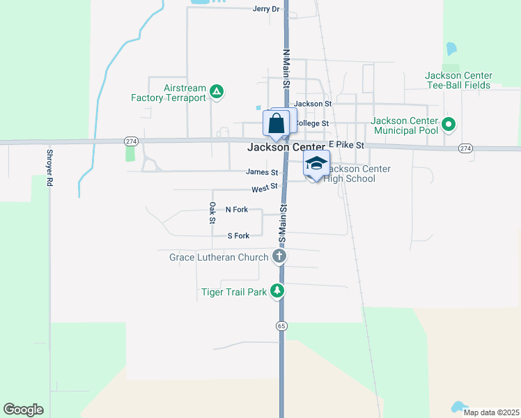 map of restaurants, bars, coffee shops, grocery stores, and more near 196 North Fork in Jackson Center