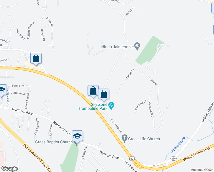 map of restaurants, bars, coffee shops, grocery stores, and more near 226 Elliott Road in Monroeville