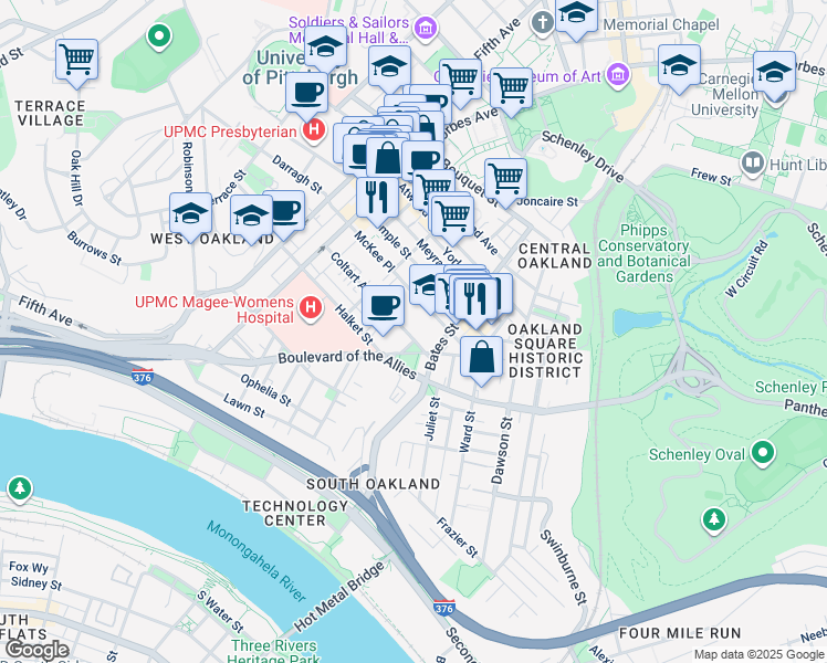 map of restaurants, bars, coffee shops, grocery stores, and more near 339 Coltart Avenue in Pittsburgh