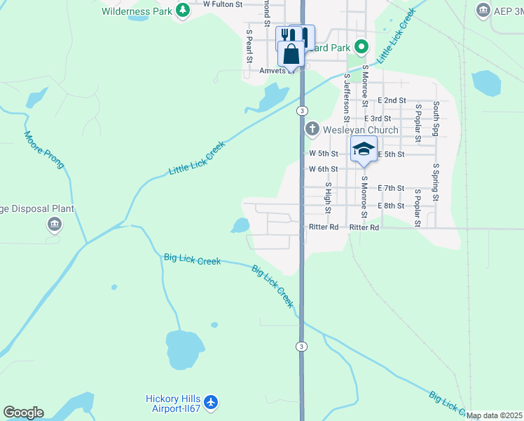 map of restaurants, bars, coffee shops, grocery stores, and more near 1701 South Walnut Street in Hartford City