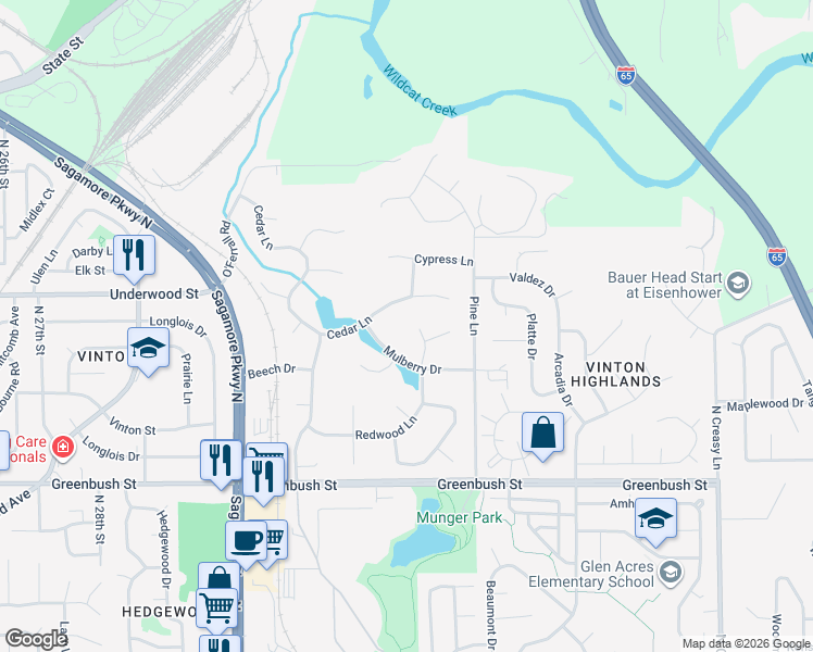 map of restaurants, bars, coffee shops, grocery stores, and more near 1820 Redwood Lane in Lafayette