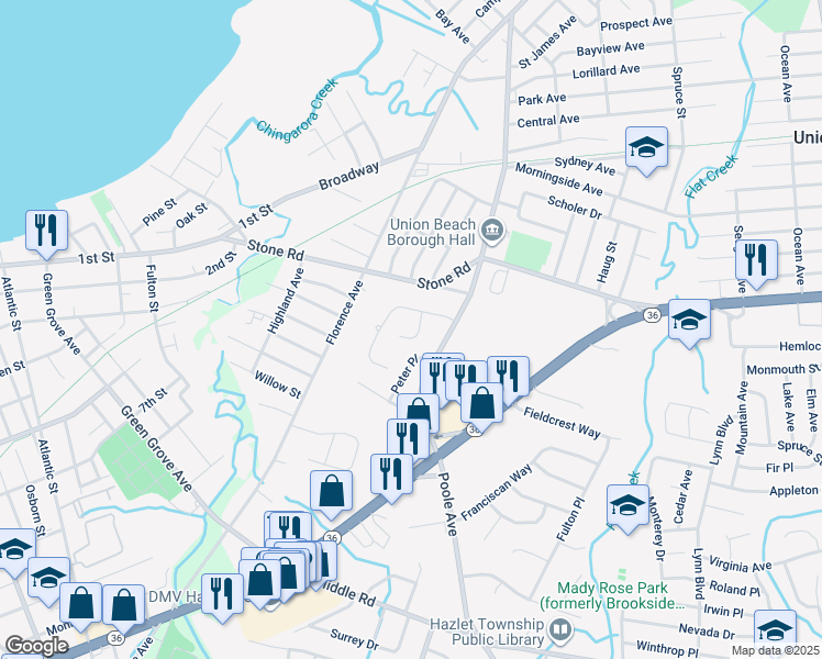 map of restaurants, bars, coffee shops, grocery stores, and more near 4 Carlisle Court in Howell Township