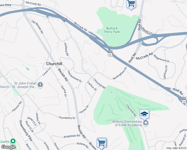 map of restaurants, bars, coffee shops, grocery stores, and more near 41 Homer Drive in Pittsburgh