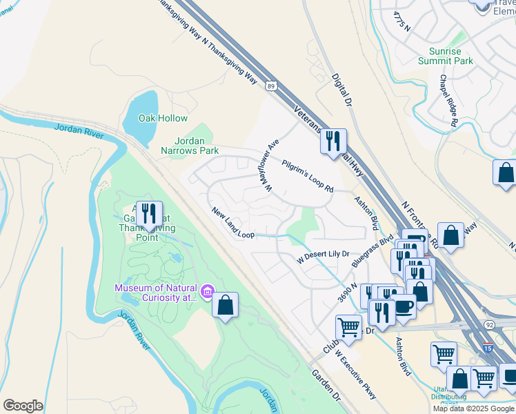 map of restaurants, bars, coffee shops, grocery stores, and more near 3463 West Colony Cove in Lehi
