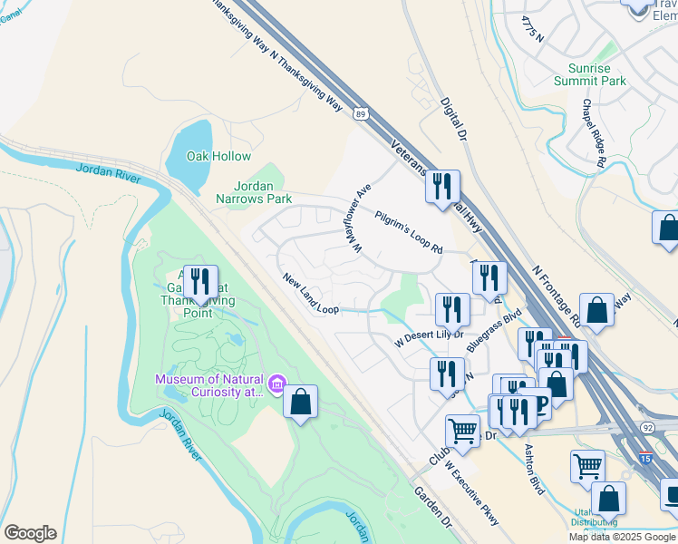 map of restaurants, bars, coffee shops, grocery stores, and more near 3475 West Colony Cove in Lehi