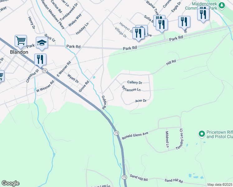 map of restaurants, bars, coffee shops, grocery stores, and more near 212 Callery Drive in Blandon