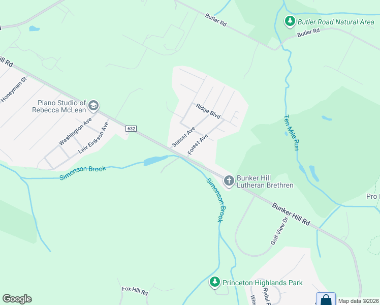 map of restaurants, bars, coffee shops, grocery stores, and more near 3 Forest Avenue in Princeton