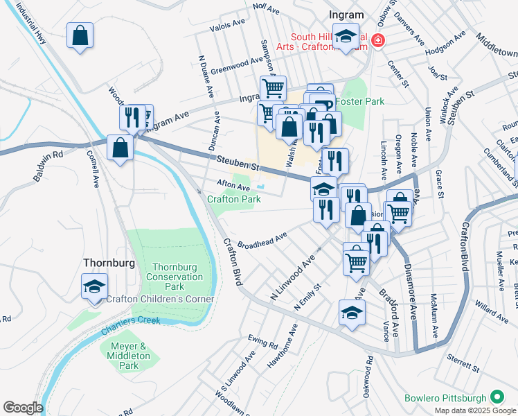 map of restaurants, bars, coffee shops, grocery stores, and more near 82 Belvidere Street in Pittsburgh