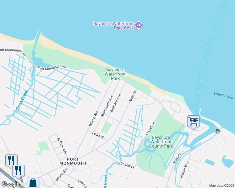 map of restaurants, bars, coffee shops, grocery stores, and more near 24 Brainard Avenue in Middletown