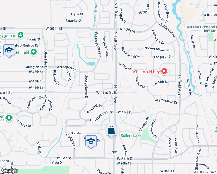 map of restaurants, bars, coffee shops, grocery stores, and more near 4350 Arriba Avenue in Loveland