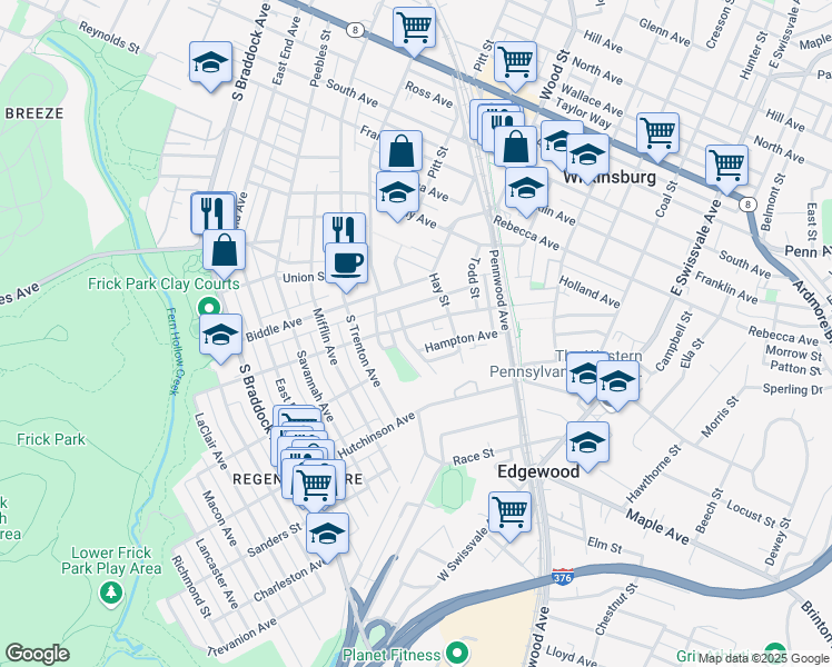map of restaurants, bars, coffee shops, grocery stores, and more near 337 Barnes Street in Pittsburgh