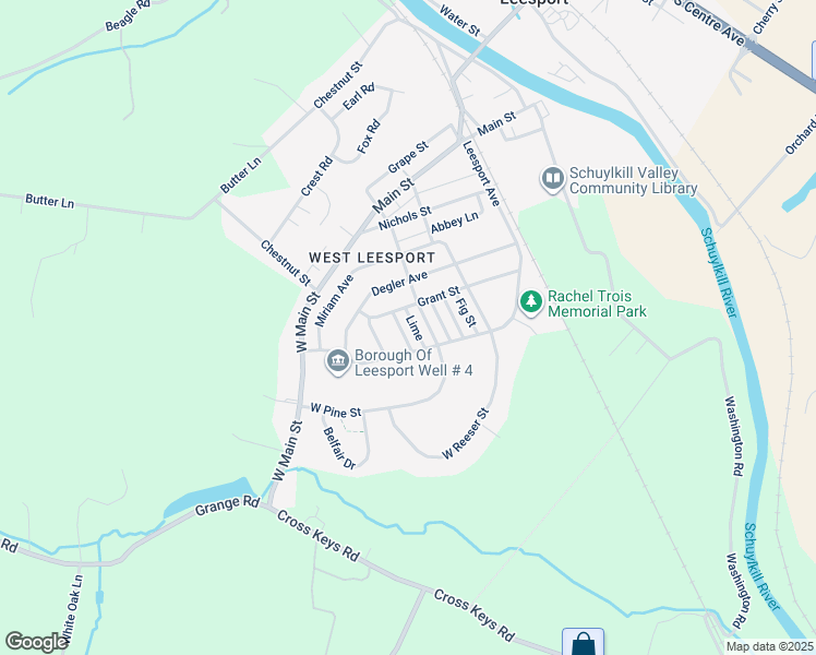 map of restaurants, bars, coffee shops, grocery stores, and more near 521 Elm Street in Leesport