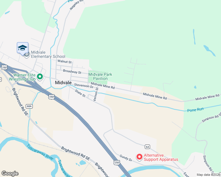 map of restaurants, bars, coffee shops, grocery stores, and more near 4302 Rutledge Street Southeast in Dennison