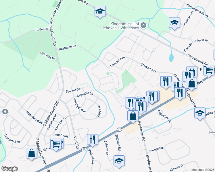 map of restaurants, bars, coffee shops, grocery stores, and more near 211 Rachel Court in Franklin Township