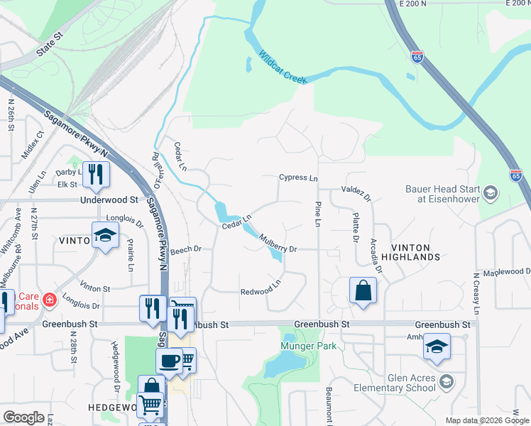 map of restaurants, bars, coffee shops, grocery stores, and more near 1820 Redwood Lane in Lafayette