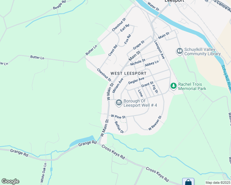 map of restaurants, bars, coffee shops, grocery stores, and more near 448 Miriam Avenue in Leesport