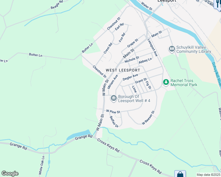 map of restaurants, bars, coffee shops, grocery stores, and more near 448 Miriam Avenue in Leesport