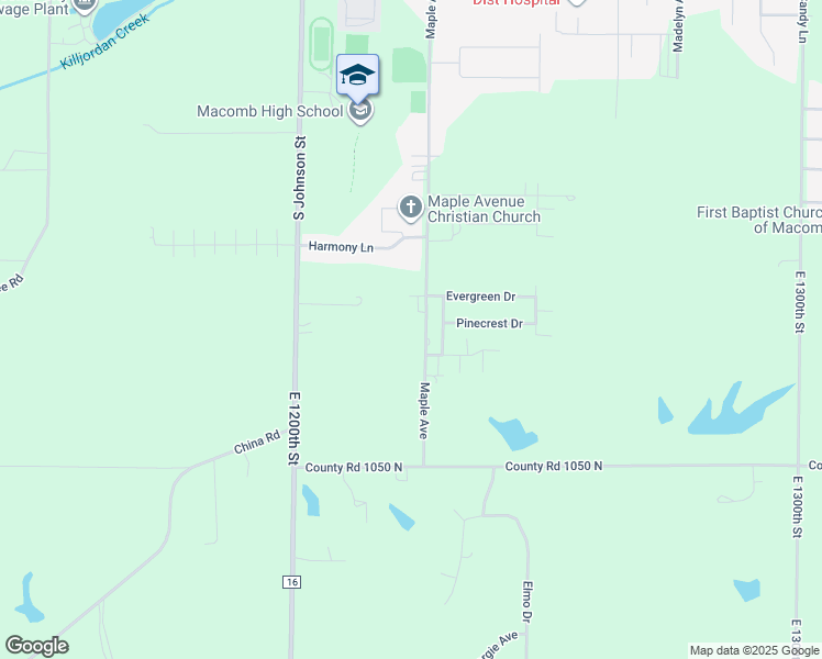 map of restaurants, bars, coffee shops, grocery stores, and more near 1934 Maple Avenue in Macomb