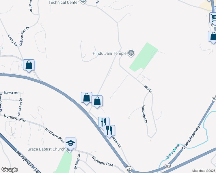 map of restaurants, bars, coffee shops, grocery stores, and more near 240 Elliott Road in Monroeville