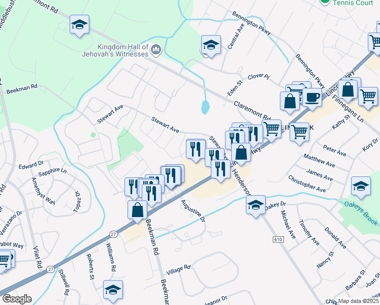 map of restaurants, bars, coffee shops, grocery stores, and more near 3151 New Jersey 27 in Franklin Township