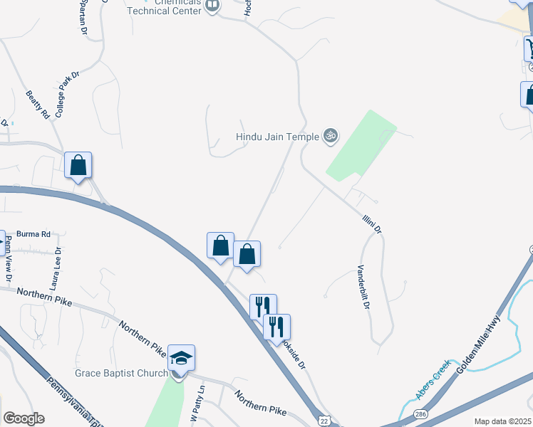 map of restaurants, bars, coffee shops, grocery stores, and more near 240 Elliott Road in Monroeville