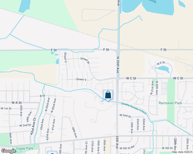 map of restaurants, bars, coffee shops, grocery stores, and more near 435 North 35th Avenue in Greeley
