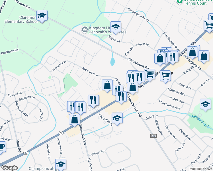 map of restaurants, bars, coffee shops, grocery stores, and more near 3151 New Jersey 27 in Franklin Township