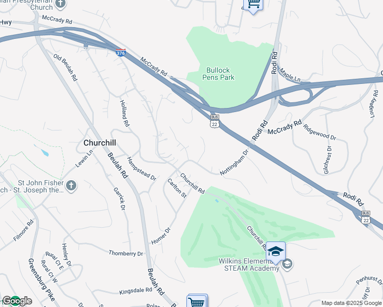 map of restaurants, bars, coffee shops, grocery stores, and more near 41 Homer Drive in Pittsburgh