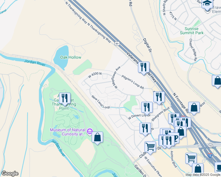map of restaurants, bars, coffee shops, grocery stores, and more near 3463 West Colony Cove in Lehi