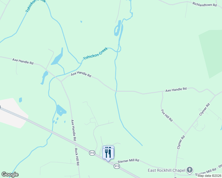 map of restaurants, bars, coffee shops, grocery stores, and more near 4461 Axe Handle Road in Quakertown
