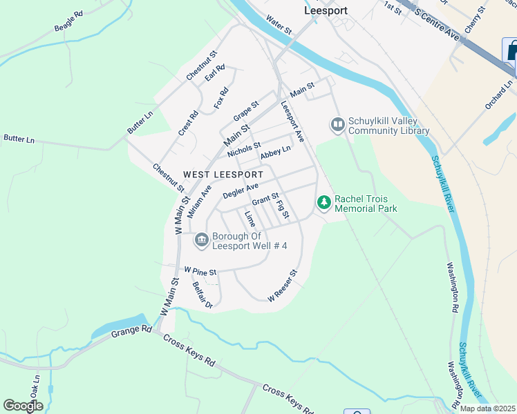 map of restaurants, bars, coffee shops, grocery stores, and more near 502 Pine St in Leesport
