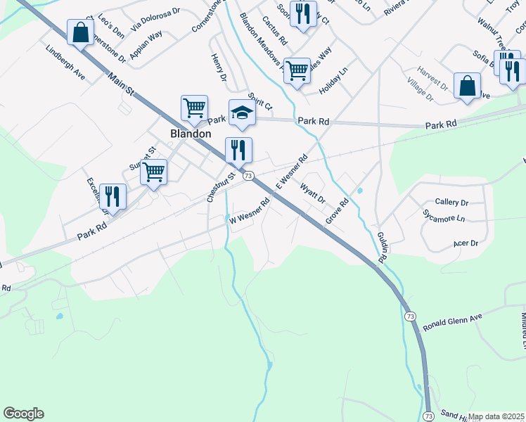 map of restaurants, bars, coffee shops, grocery stores, and more near in Blandon