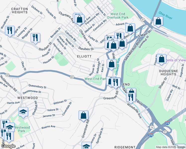 map of restaurants, bars, coffee shops, grocery stores, and more near 510 Herschel Street in Pittsburgh