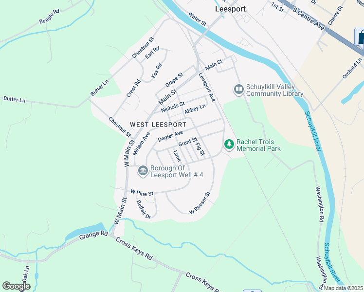 map of restaurants, bars, coffee shops, grocery stores, and more near 500 Pine Street in Leesport