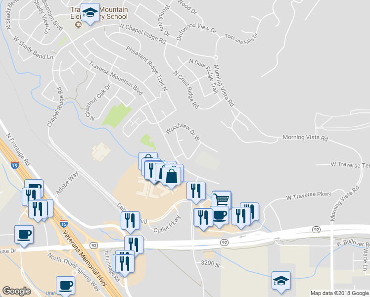 map of restaurants, bars, coffee shops, grocery stores, and more near 4062 North Heatherfield Lane in Lehi