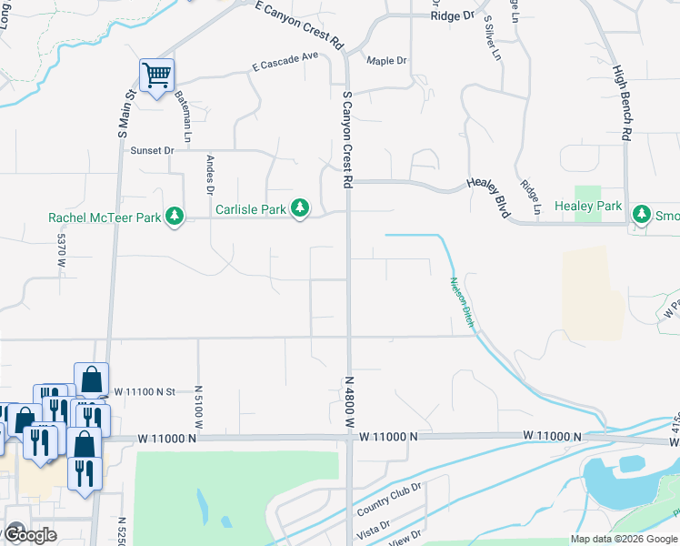 map of restaurants, bars, coffee shops, grocery stores, and more near 4839 Sampson Court in Highland