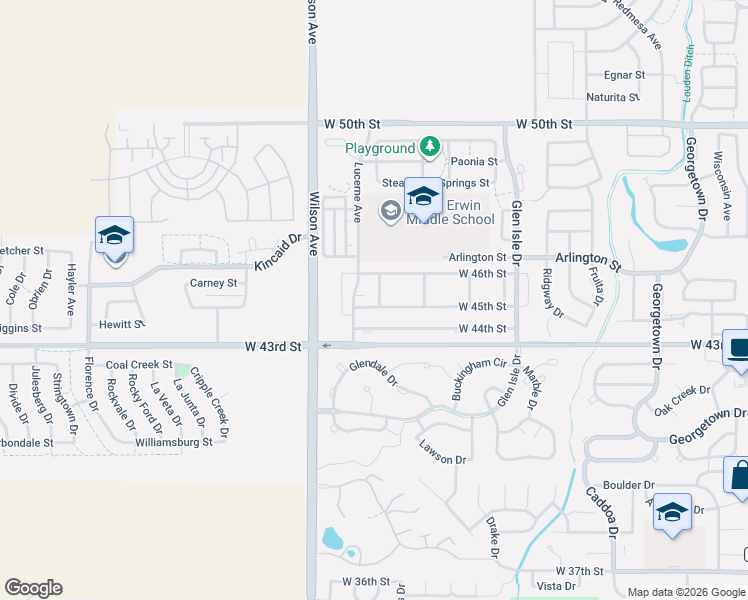 map of restaurants, bars, coffee shops, grocery stores, and more near 4568 Mead Place in Loveland