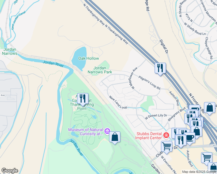 map of restaurants, bars, coffee shops, grocery stores, and more near 3856 West New Land Loop in Lehi