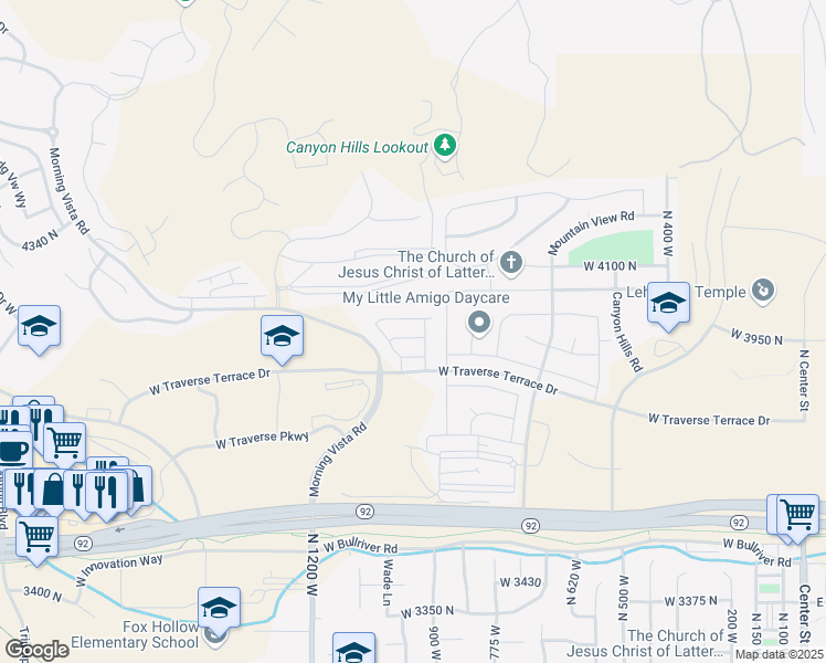 map of restaurants, bars, coffee shops, grocery stores, and more near 964 Shadow Brook Ln in Lehi