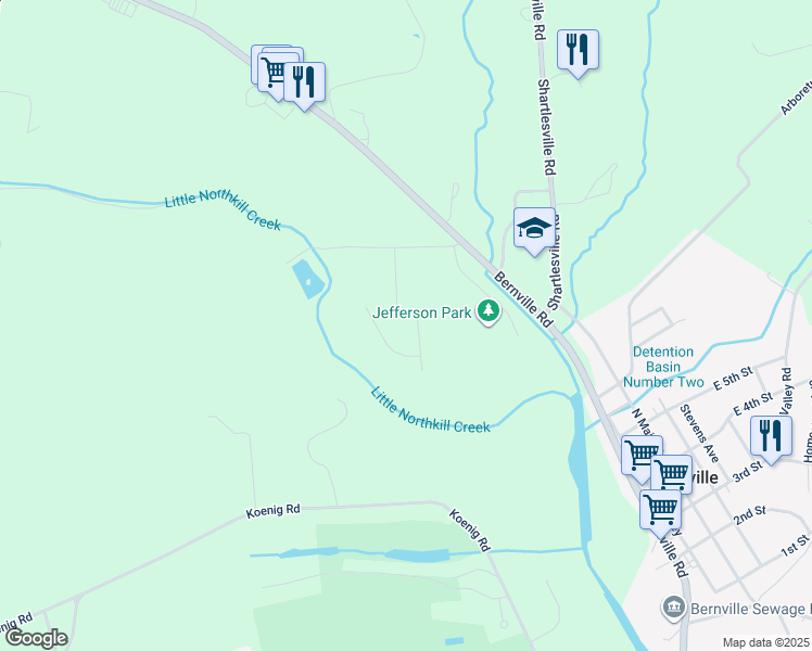 map of restaurants, bars, coffee shops, grocery stores, and more near 8 Jennifer Drive in Bernville