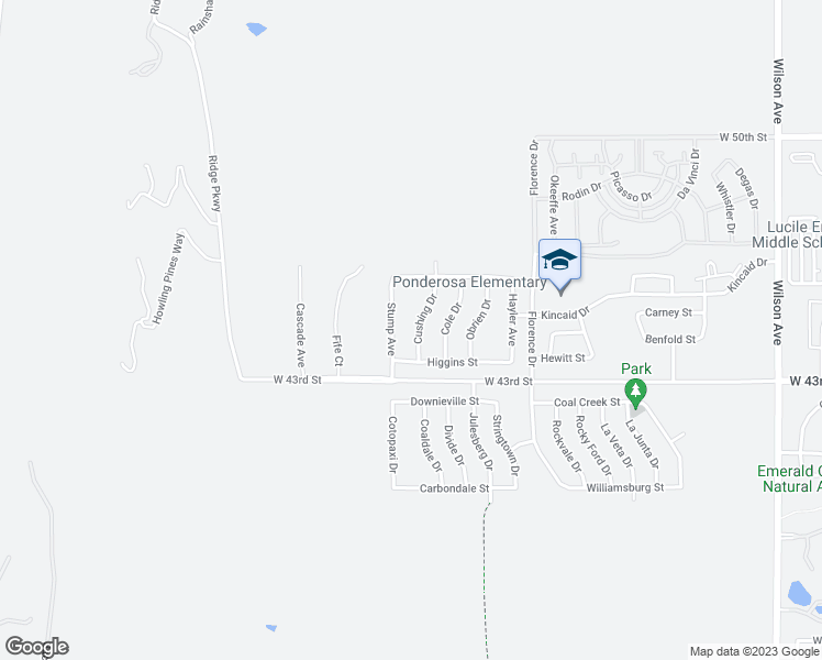 map of restaurants, bars, coffee shops, grocery stores, and more near 4467 Cushing Drive in Loveland