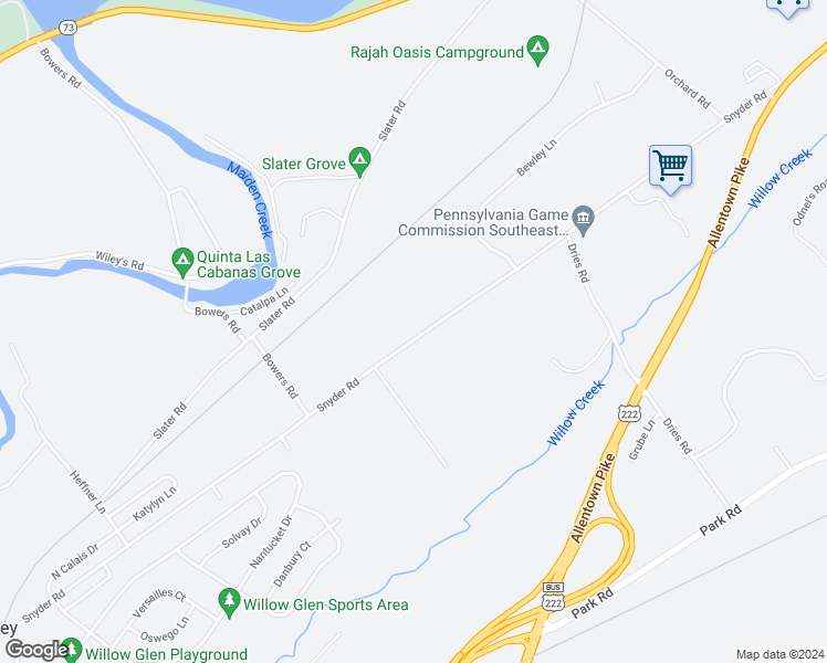 map of restaurants, bars, coffee shops, grocery stores, and more near 376 Snyder Road in Reading