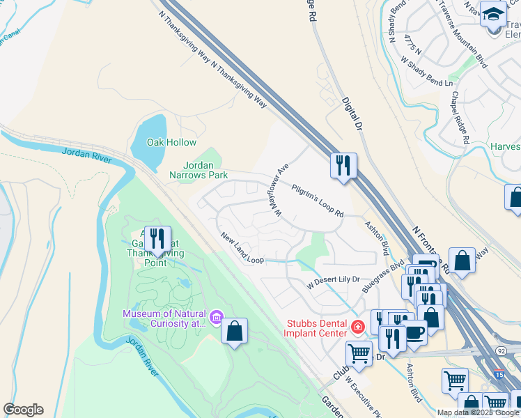 map of restaurants, bars, coffee shops, grocery stores, and more near 3482 Haven Cove in Lehi