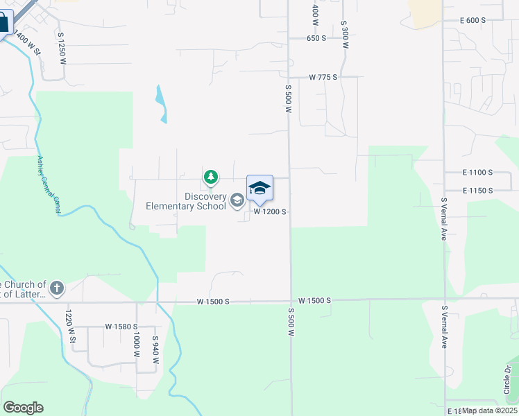 map of restaurants, bars, coffee shops, grocery stores, and more near 650 West 1200 South in Vernal