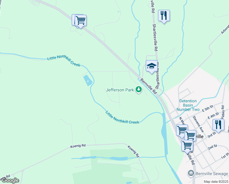 map of restaurants, bars, coffee shops, grocery stores, and more near 8 Jennifer Drive in Bernville